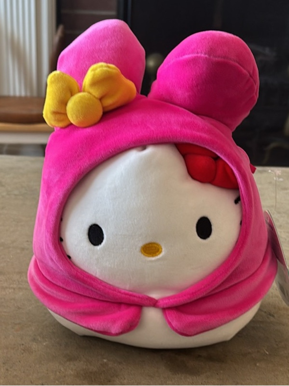 Hello Kitty Pink Plush with Yellow Bow Hood